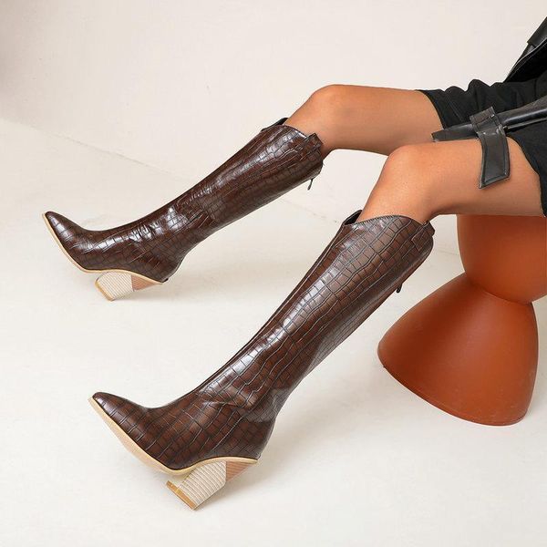 

boots women's bedge heel plus size shoes zipper autumn winter pointed toe1, Black