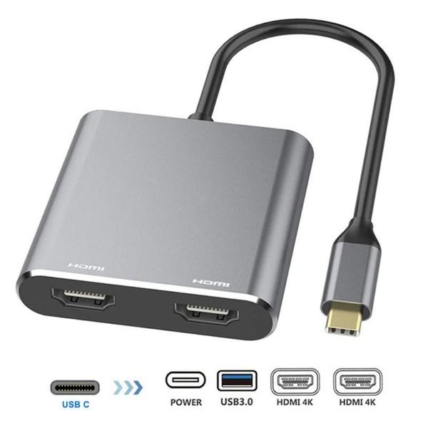 

hubs 4k hd co display screen usb hub type c to dual / usb3.0/pd converter
