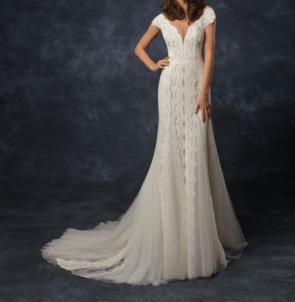 

elegant wedding dresses beach summer sleeveless bridal gowns ruched tulle mermaid custom made robe de mariÃ©e, White