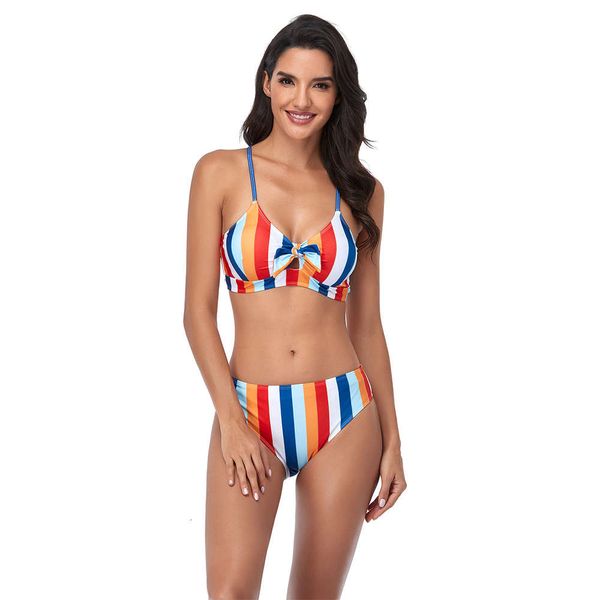 

bikini split body and tight striped women's suspender swimsuit, White;black