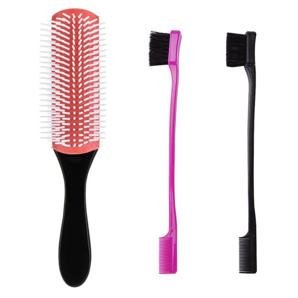 

hair brushes 1 set comb and row hairbrush double-ended (1pc 2pcs brush), Silver