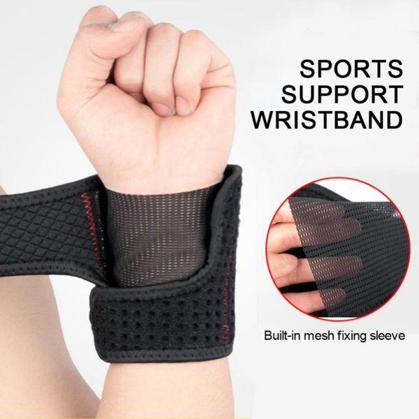 

cycling gloves support band for badminton tennis weightlifting wrist brace adjustable impact wristband sports protective gear guards, Black