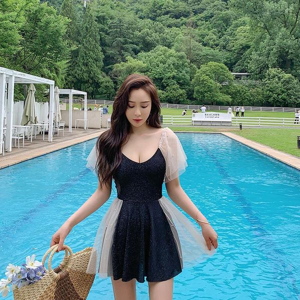 

one-piece suits women 1 piece swimsuit swim suit swimwear one rashguard short sleeve skirt puffy bikini princess print polyester sierra