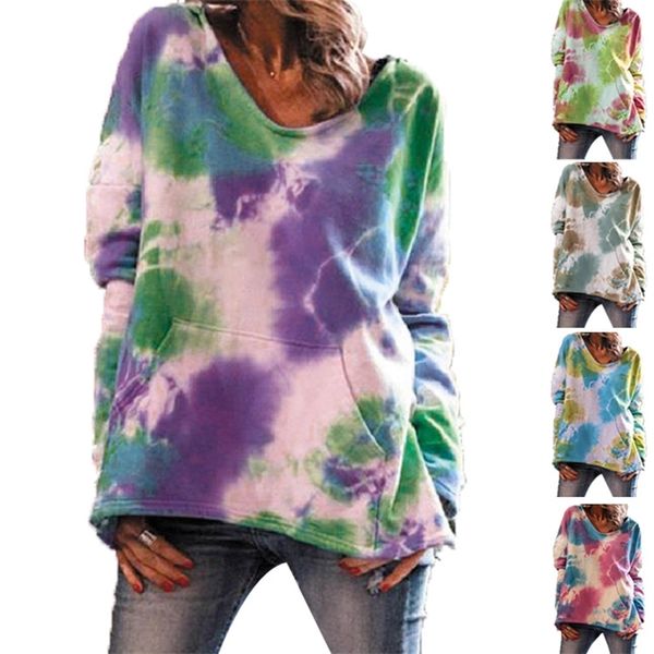 

new loose tie dyed hooded sweater for women, Black