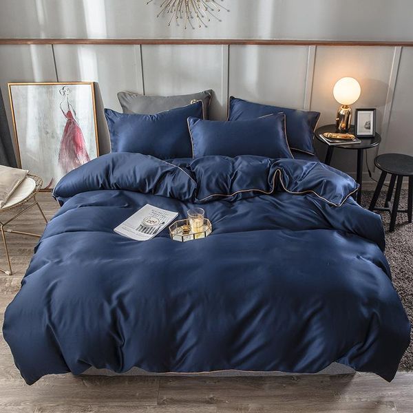 

bedding sets 4pcs luxury silk duvet cover solid color set bed double  king size bedclothes linens sheets