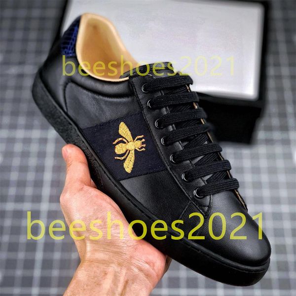 

mens italy bee walking casual shoes women flat shoe tiger snake green red stripes embroidered couples fashion trainers chaussures b21, Black