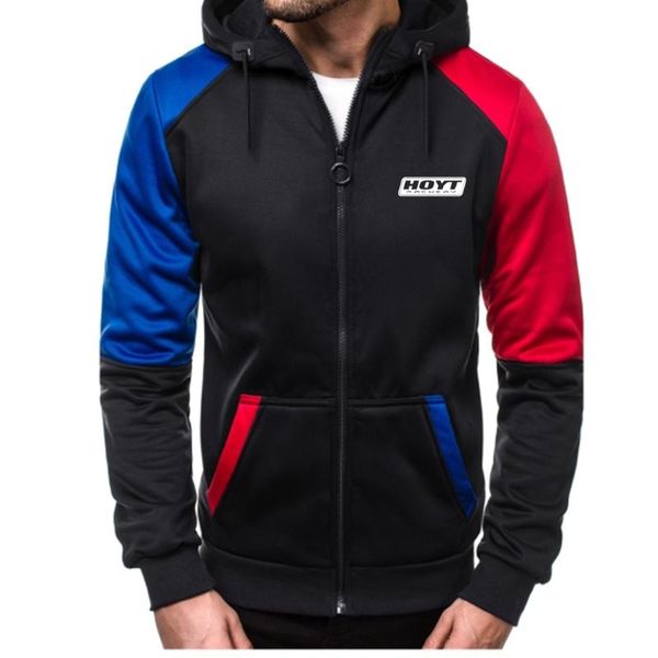 

men's hoodies & sweatshirts brand hoyt logo print custom made colorblock cotton leisure male long sleeve hoodie man zipper hooded jacke, Black