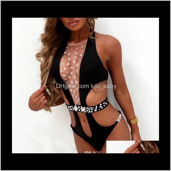 

womens clothing apparel drop delivery 2021 spring crystal bodysuit deep v diamond fixed women bikini push up vintage swimwear holiday ba, White;black