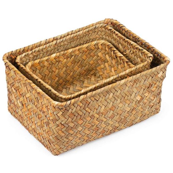 

storage baskets afbc seagrass basket, multisize handmade rattan shelf & home bins for decoration
