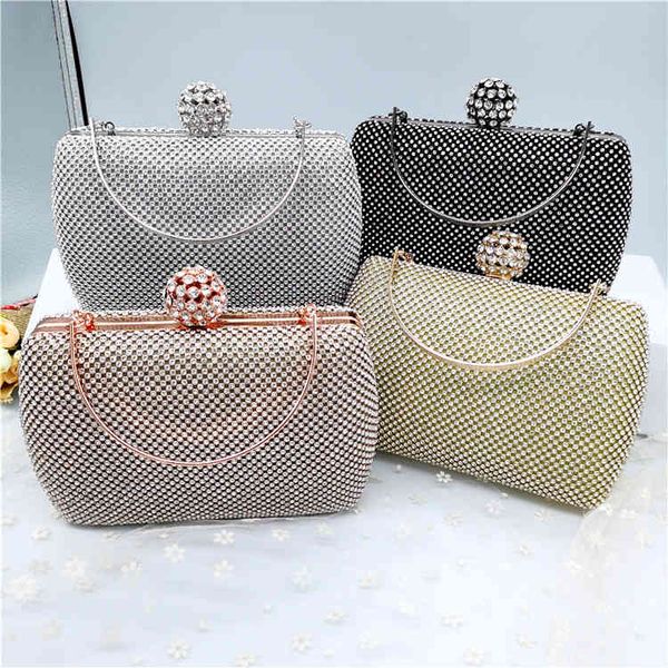 

dinner bags square lady handbag wanjiali water drill bag inlaid with diamond pillow hand hardware box banquet evening metal hand women'