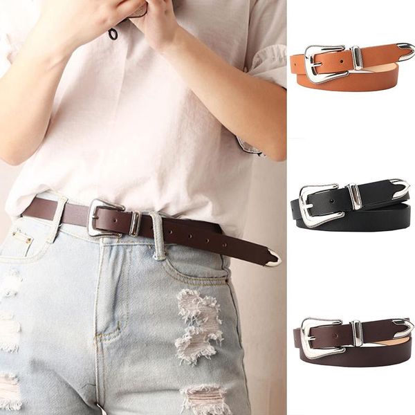 

belts fashionable jeans pu leather belt all-matched female waistband casual personality unique alloy buckle women, Black;brown