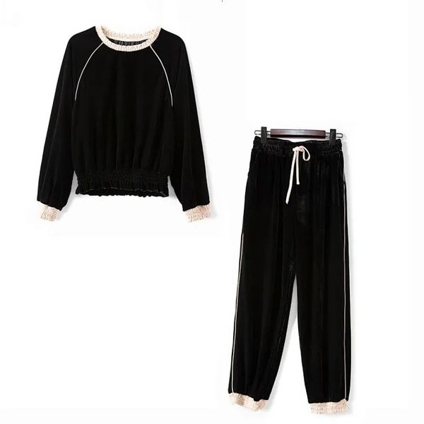 

tracksuits 2021 autumn and winter contrast color pleated ladies suit bxk0, Gray