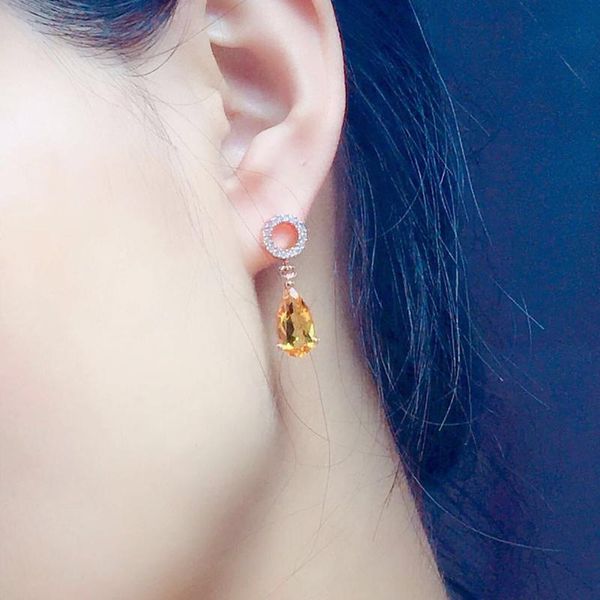 

fine luxury water drop zircon long earring charm fashion round ear studs women's bride wedding jewelry birthday party gifts dangle & ch, Silver