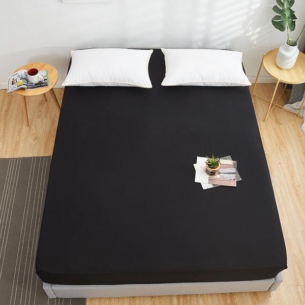 

sheets & sets bed linen cotton sheet with elastic band king size 100%cotton drap housse 150x200 black color high quality