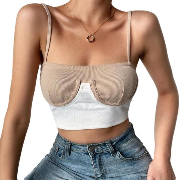 

women's tanks & camis fashion club tank contrast strappy sleevless camisoles tube crop bralette casual ladies summer, White