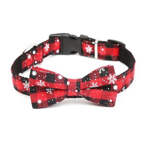 

dog collars & leashes christmas collar bow tie accessories red plaid necklace for puppy cat cute adjustable pet products