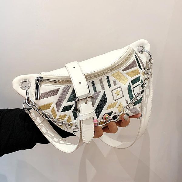 

niche design ins bag female 2021 fashion messenger embroidery chest waist shoulder width: 29cm bags
