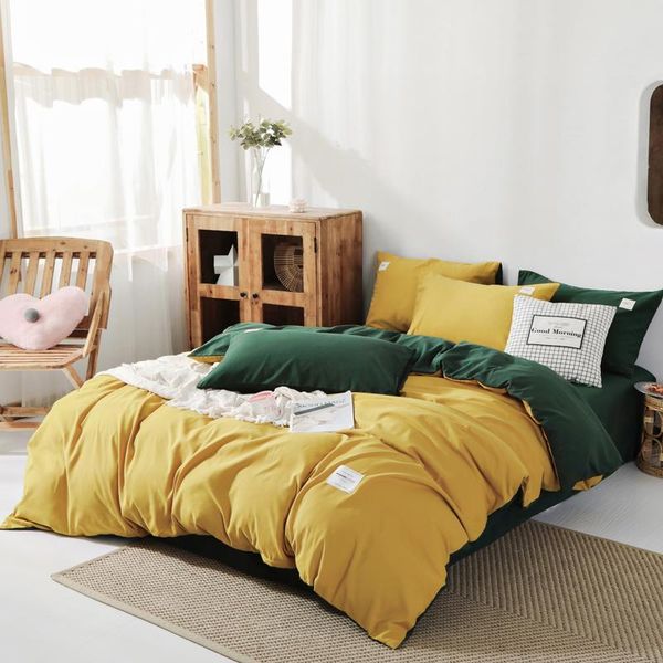 

bedding sets cotton solid color double a+b bed sheet quilt cover and pillowcase four-piece set 220x240cm three-piece