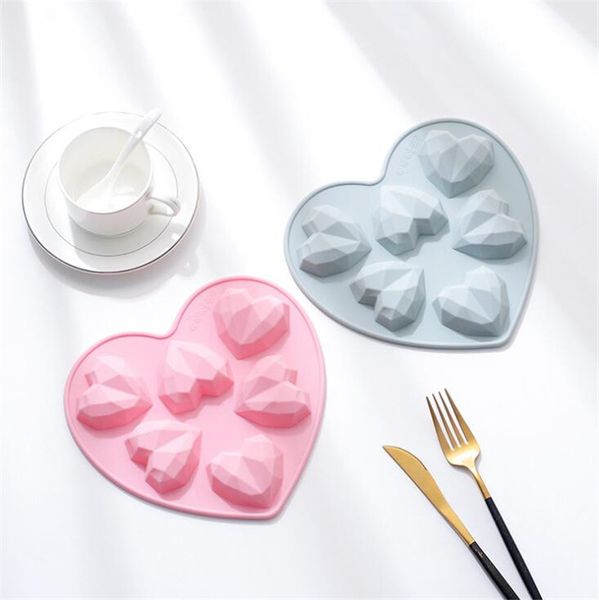 Stampo per torta in silicone a forma di cuore a 6 fori Stampi per budino al cioccolato fai-da-te Vassoio per cubetti di ghiaccio Strumento di cottura Fondente Dessert Decorazione