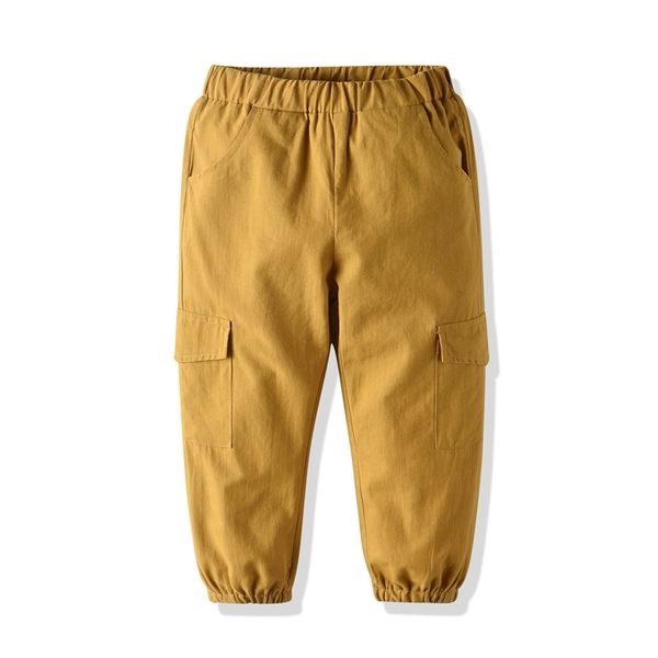 

2020 spring autumn khaki tooling pure cotton medium and large children's pants, White