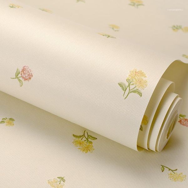 

korean style wallpaper small floral and romantic non-woven children's bedroom background wall paper roll11