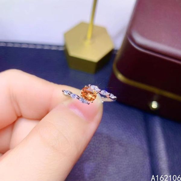 

cluster rings 925 pure silver chinese style natural penta garnet women's luxury oval adjustable gem ring fine jewelry support detectio, Golden;silver