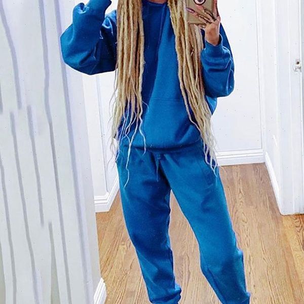 

warm two piece set womens tracksuits sports jogger hoodies sweatshirt trousers winter tracksuit, Gray