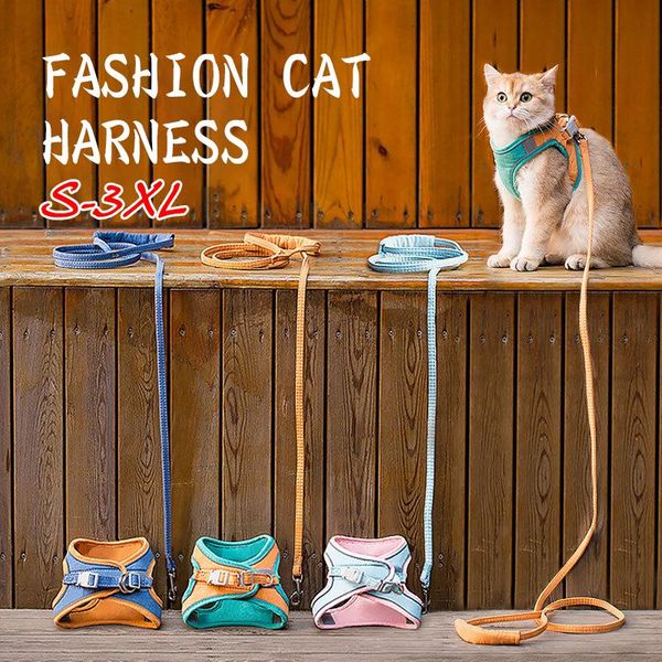 

cat collars & leads harness fashion reflective vest pet harnesses outdoor walking small cats dogs floral print collar accessories