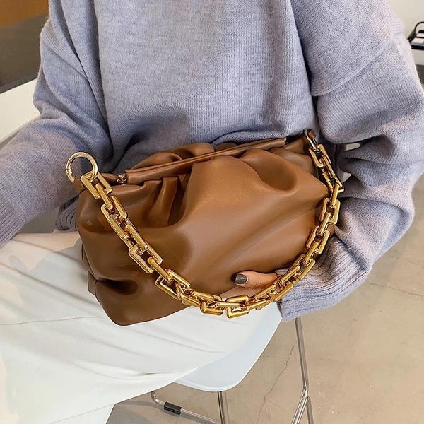 

totes for chain pu women leather shoulder 2021 bag lady designer handbags solid color simple trending winter hand clutch