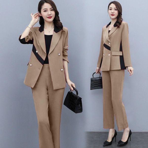 

women's two piece pants fashion two-piece suits for autumn ladies, White