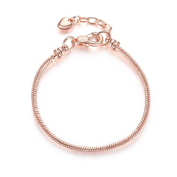 

wholesale 16-21cm silver plated charm beads bracelet 3mm snake chain lobster clasp fit european beads for pandora bracelet charm beads bangl, Golden;silver