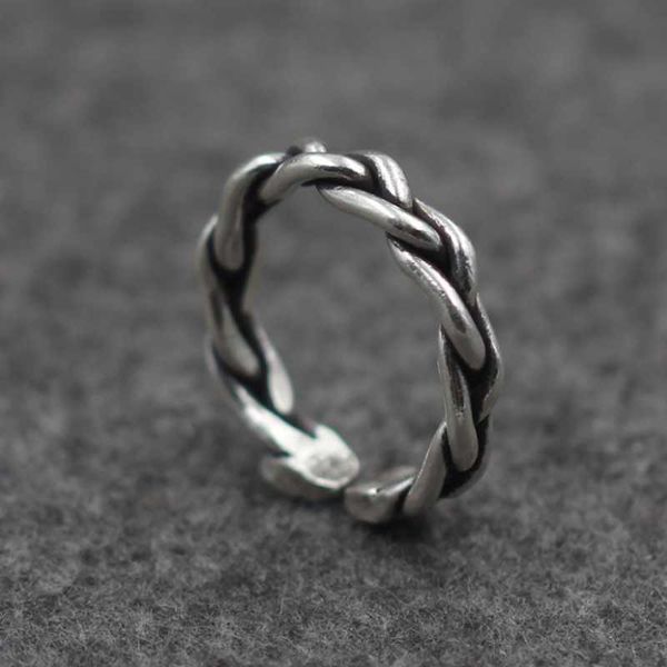 

cluster rings real 925 sterling silver hand made braided open ring for men and women exquisite jewelry souvenir gift, Golden;silver