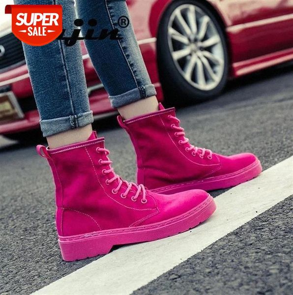 

women shoes 2021 spring female short boots suede women booties british lace retro trend naked boots ankle fashion pink #cw8p