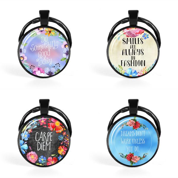 

fashion bible verse proverbs black bottom flower pattern keychain keyring glass metal christ women men key chains gifts jewelry, Slivery;golden