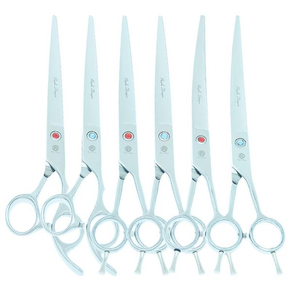 

hair scissors purple dragon 8.0" pets grooming japanese steel straight dogs cutting shears curved trimmers b0061b