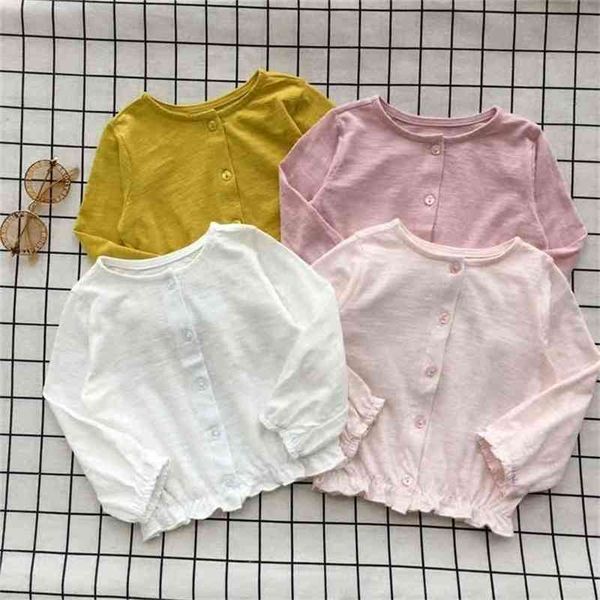 

summer children girls air-conditioning shirt cotton baby thin cardigan jacket sun protection clothing p4629 210622, Blue;gray