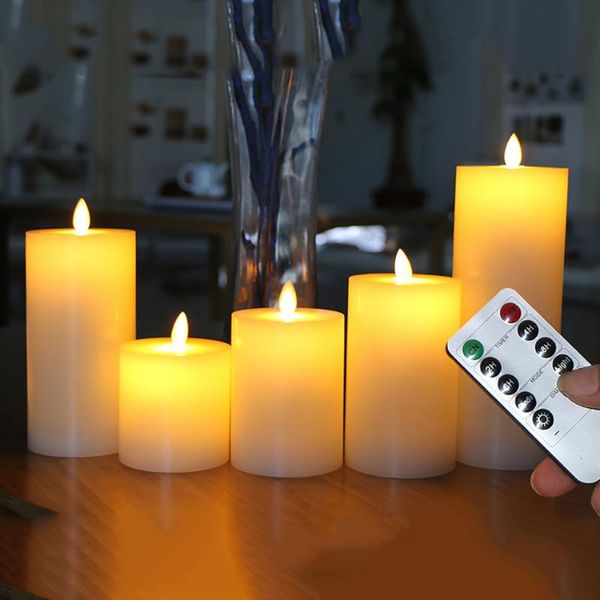 

dancing flame led candle with timer remote control,wax pillar for wedding,christmas decoration/home night light candles