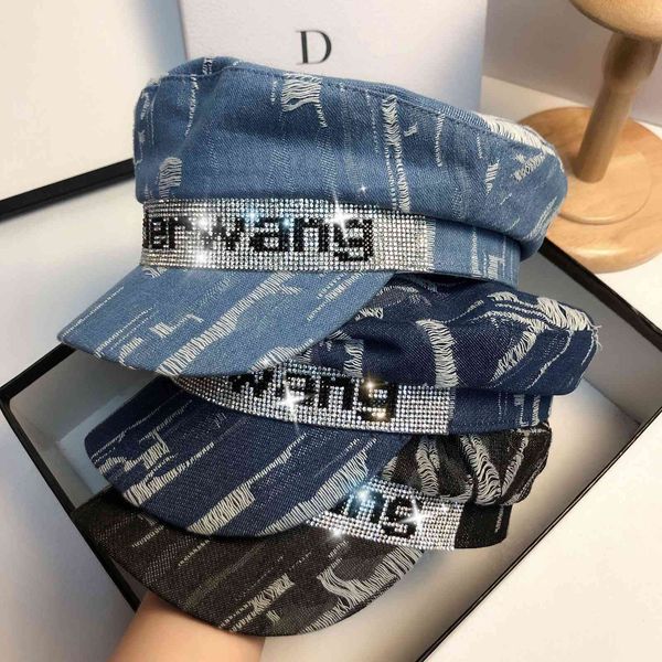 

new four seasons cap fashion designer drill hole cat beard cowboy navy cap autumn net red street hat, Black;white