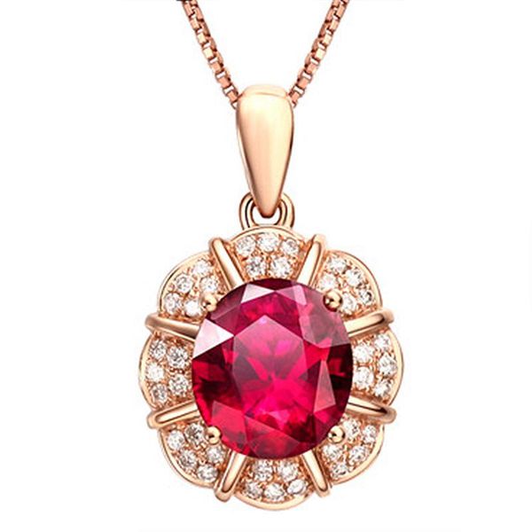 Colares de pingentes de colar de cristal de cristal moonrocy colar de ouro rosa cor vermelha redonda para mulheres gotas de joalheria de joias no presente