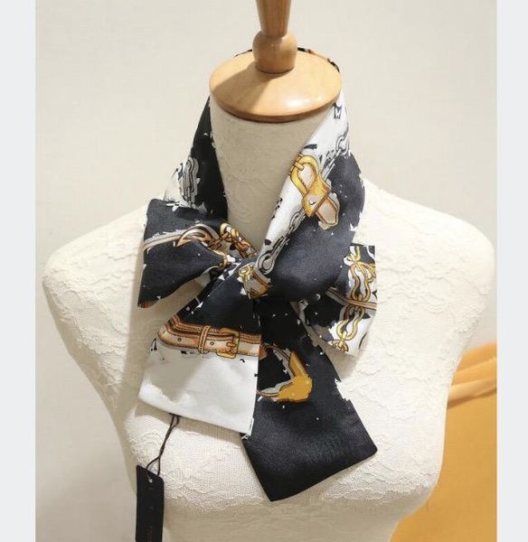 

2021 classic 100% silk scarf for women new spring design chain style long scarves scarfs wrap with tag shawls, Blue;gray
