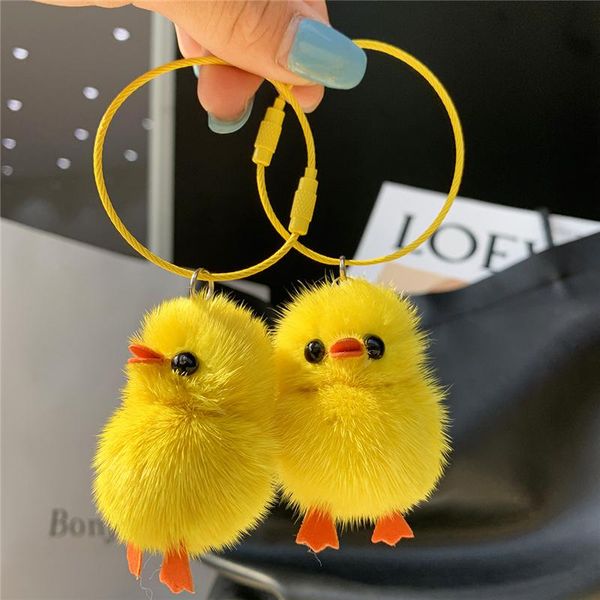 

keychains cute mini real small yellow duck keychain ornaments women backpack pendant plush toys car keyrings kids trinkets gifts, Silver