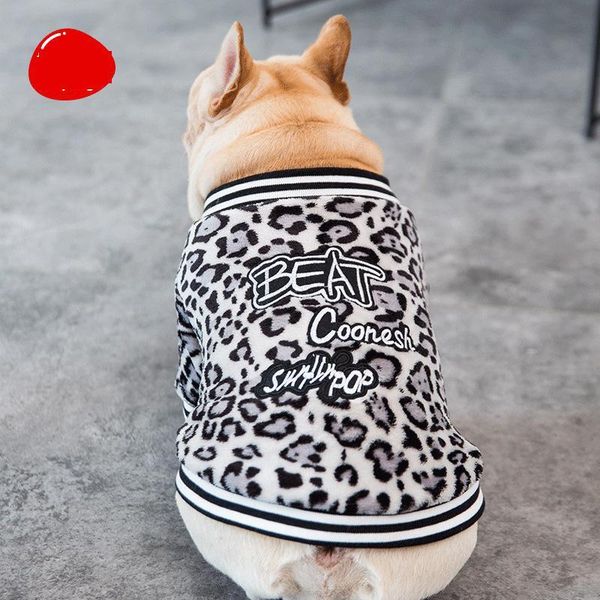 

dog apparel clothing cool leopard print french fight autumn and winter coat