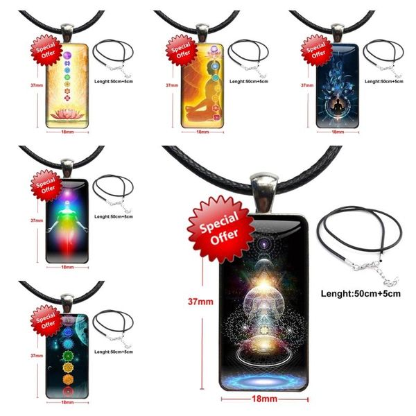 

pendant necklaces for girls wholesale mandala chakra insist yoga steel color jewelry fashion statement necklace glass, Silver