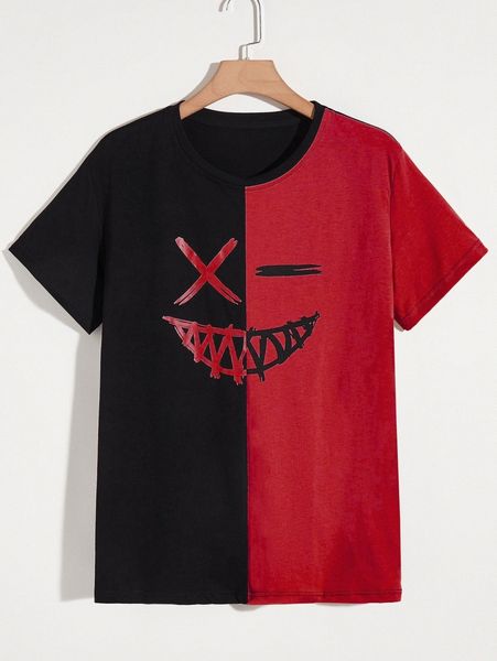 

men colorblock graphic tee y0at#, White;black