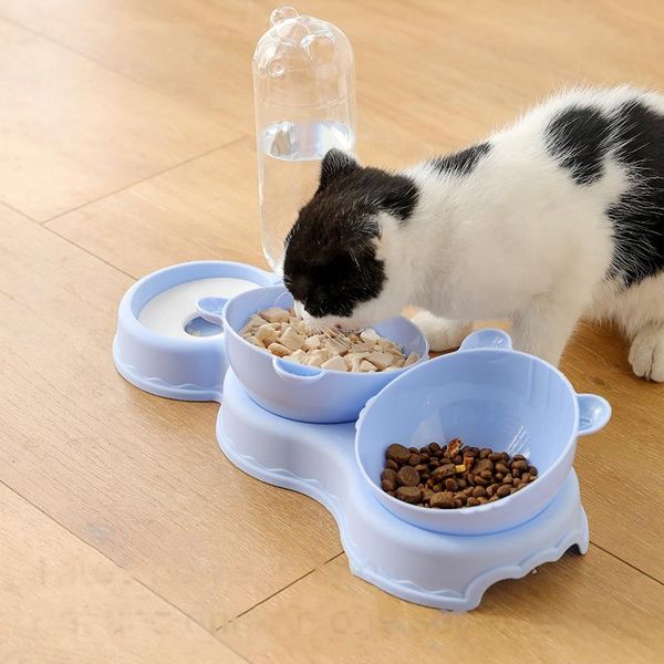 

cat bowls & feeders food bowl with auto water dispenser 3 in1 feeder tilt elevated kitten drinking raised stand dish