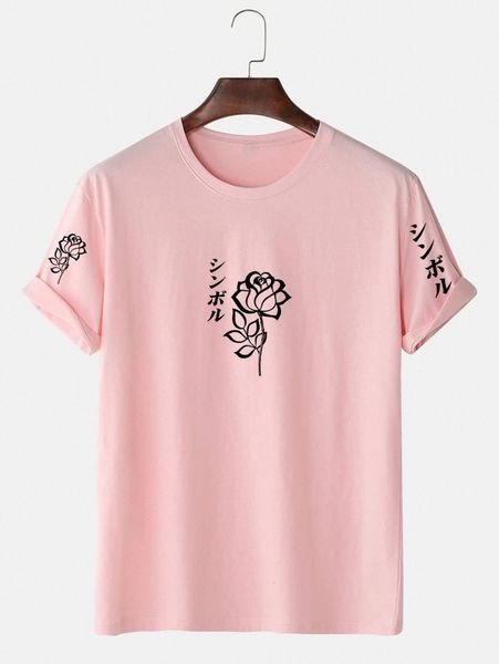 

men japanese character and floral print tee y4xb#, White;black
