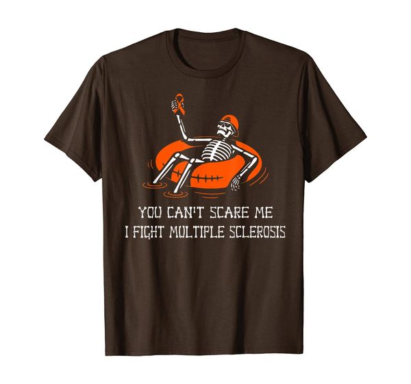 

can't scare me i fight multiple sclerosis skeleton t-shirt, White;black