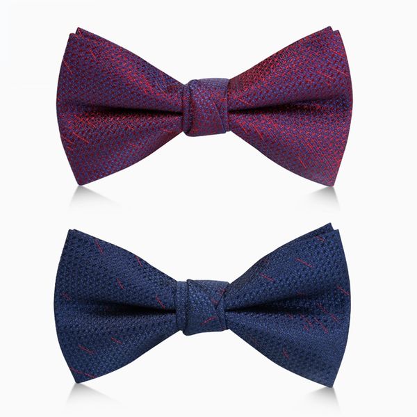 

2020 brand new fashion men's bow ties wedding double fabric interweave pattern bowtie banquet party butterfly tie with gift box, Black;gray