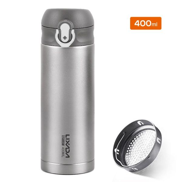 

water bottle lixada 400ml titanium vacuum insuated press button leakproof outdoor sports