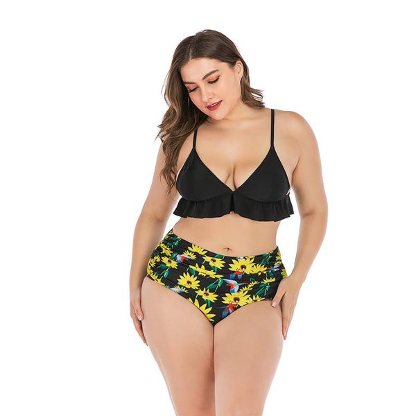 

women's swimwear bkini 2021women bodycon fashion plus size print bikini pad swimsuit beachwear set large, White;black